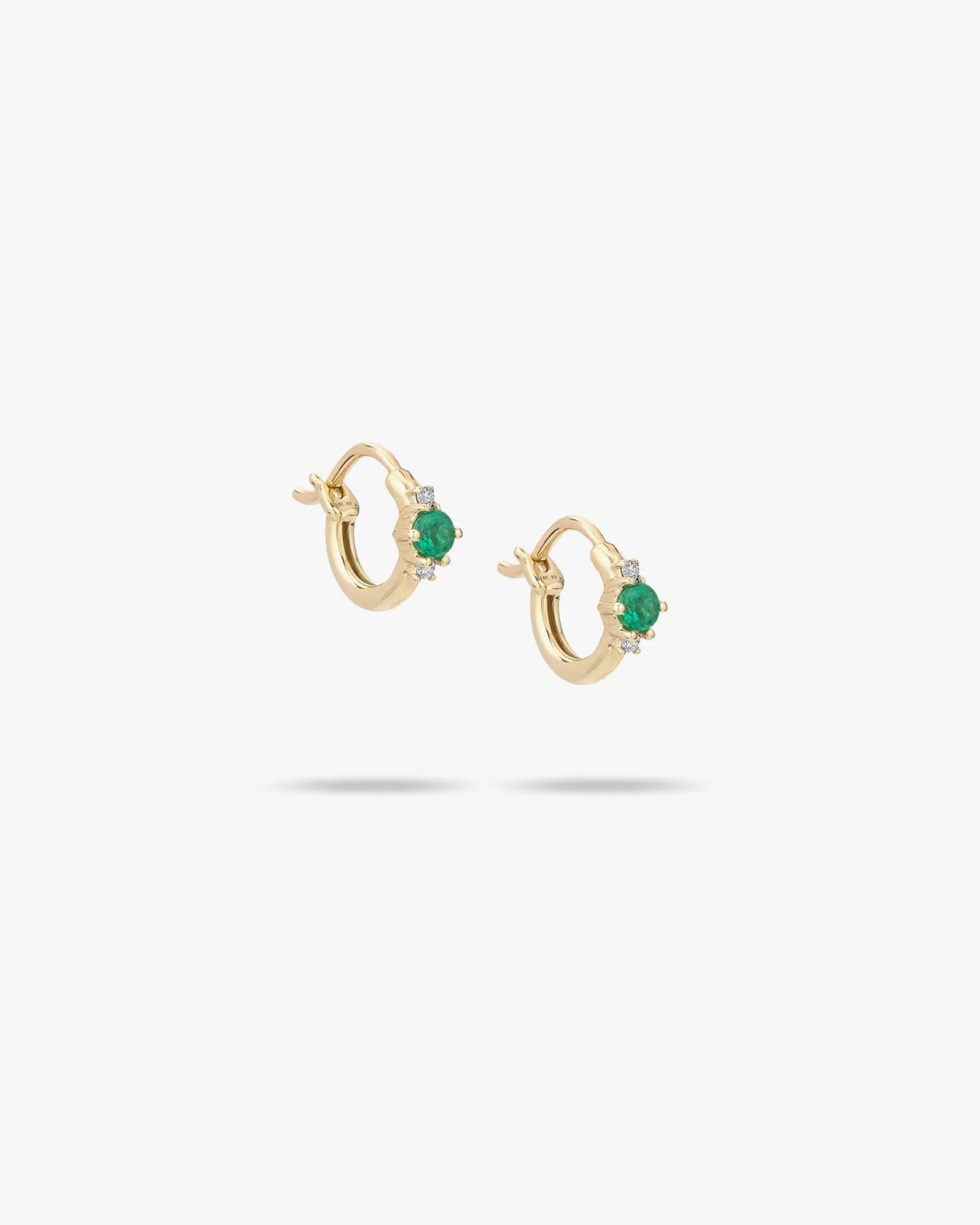 Best Sale Emerald & Diamond Trio Huggie Hoops Earrings