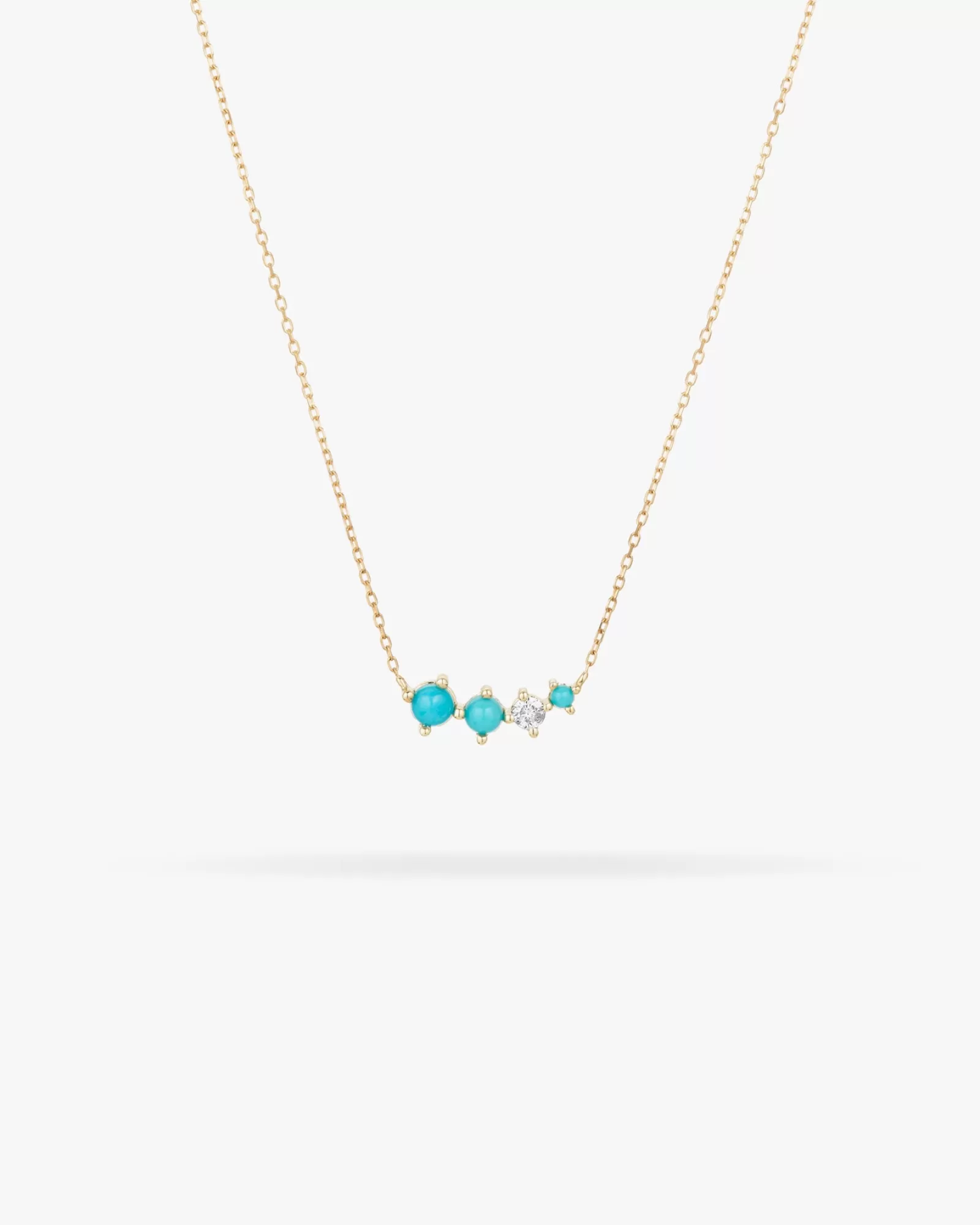 Online Graduated Turquoise & Diamond Curve Necklace Necklaces