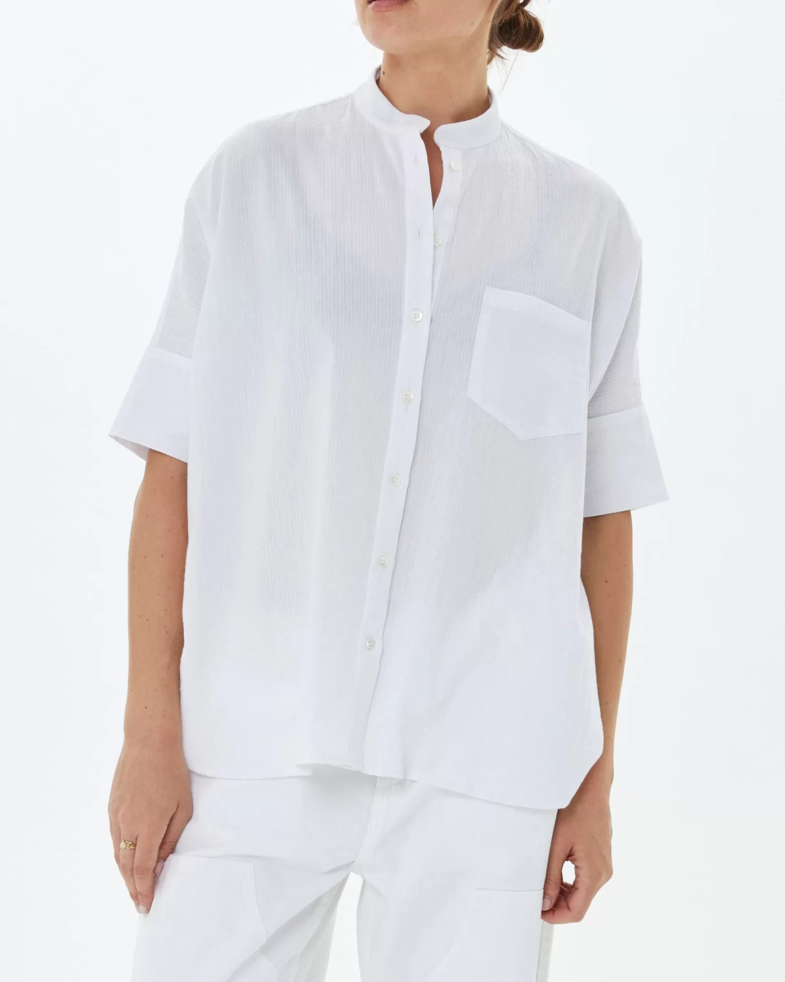 Outlet Oversized Stand Collar Shirt Women Shirts & Dresses